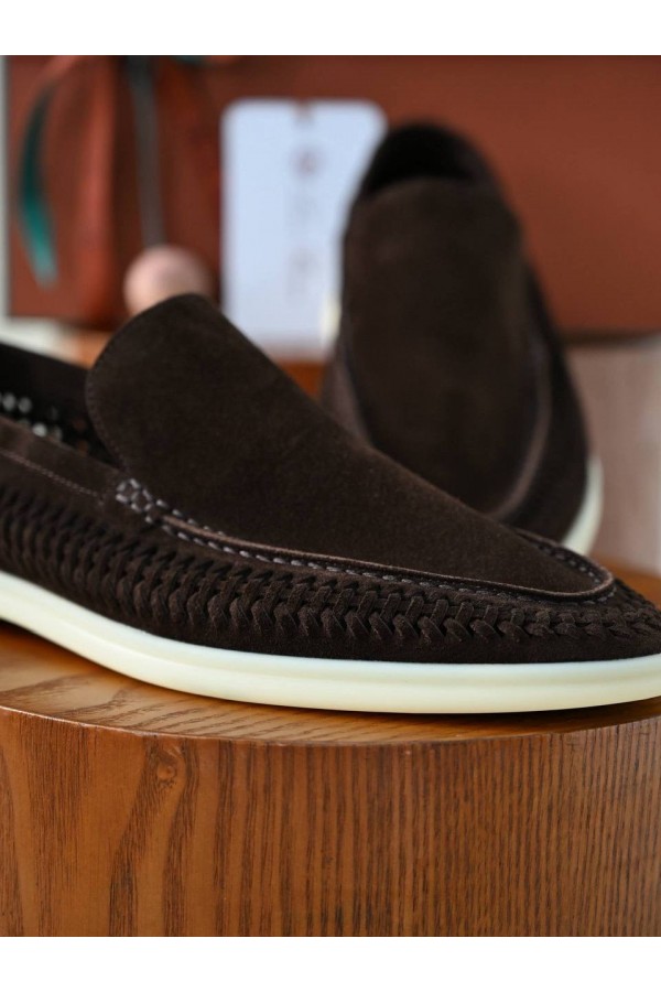 Мужские лоферы  LORO PIANA Summer Walk темно-коричневая