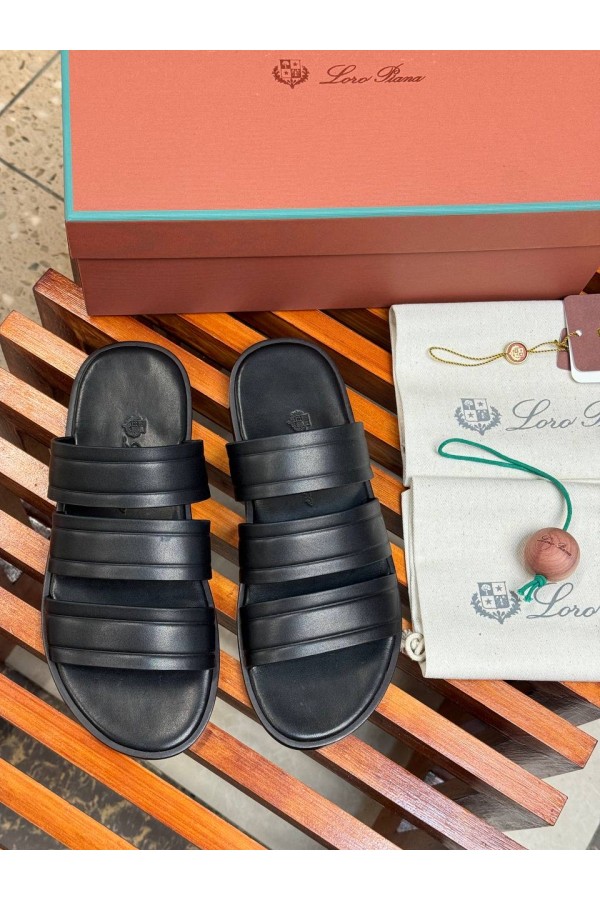 Мужские шлёпанцы LORO PIANA Черные 