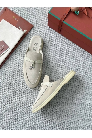 Женские мюли LORO PIANA Charms Walk Babouche Серый