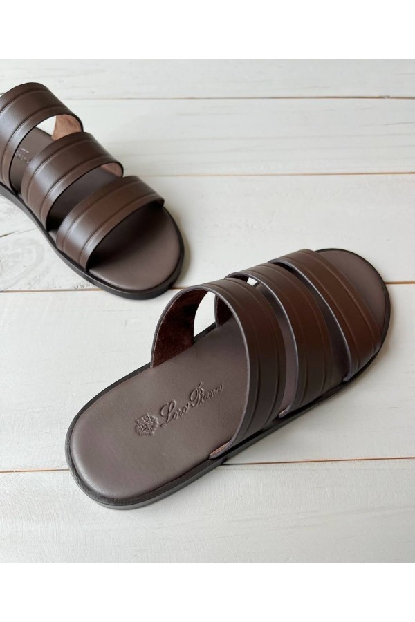 Мужские шлёпанцы LORO PIANA коричневые