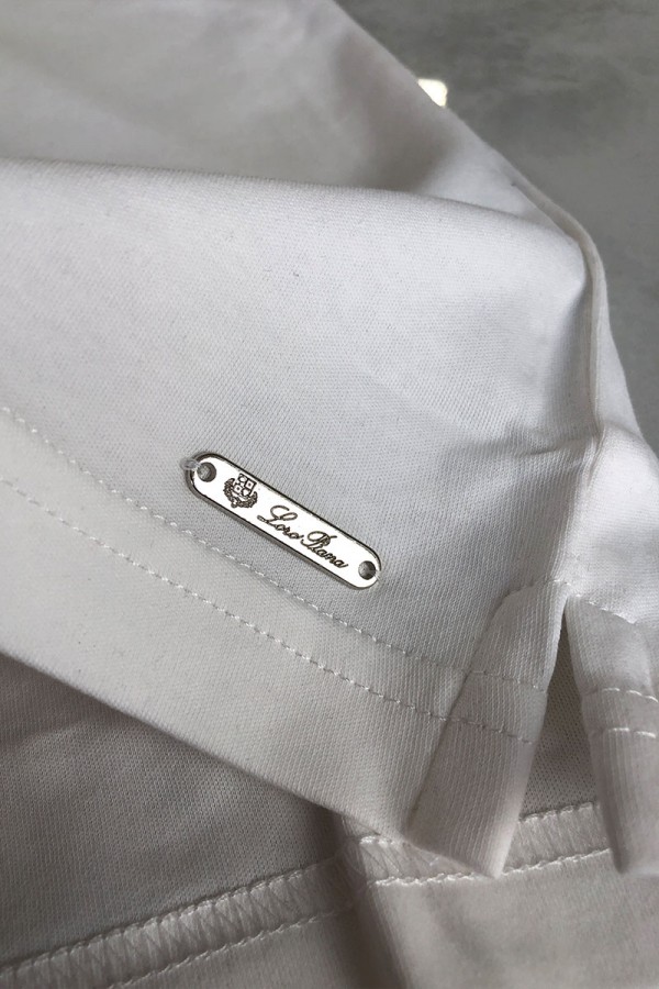 Белое мужское поло Loro Piana embroidered logo
