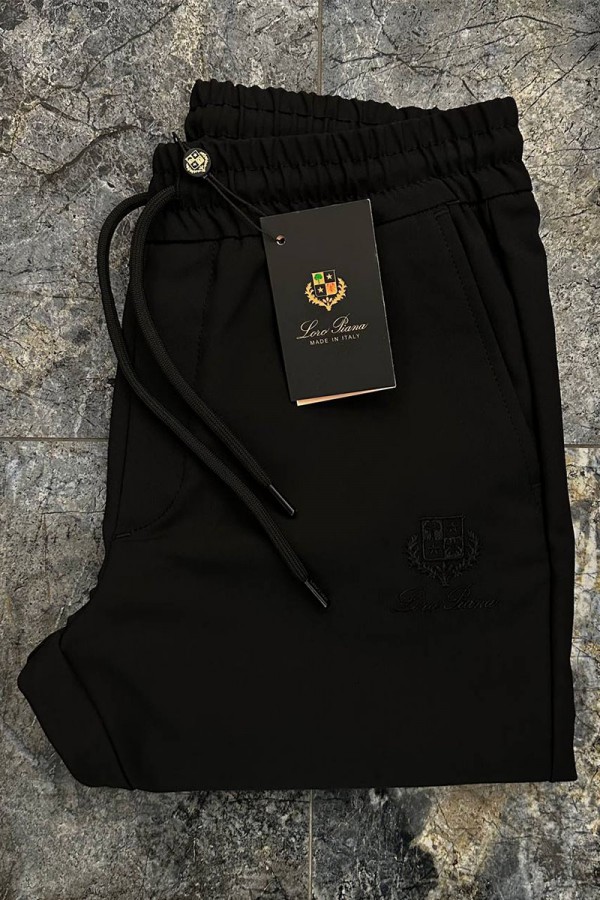 Мужские чёрные штаны Loro Piana logo-embroidered