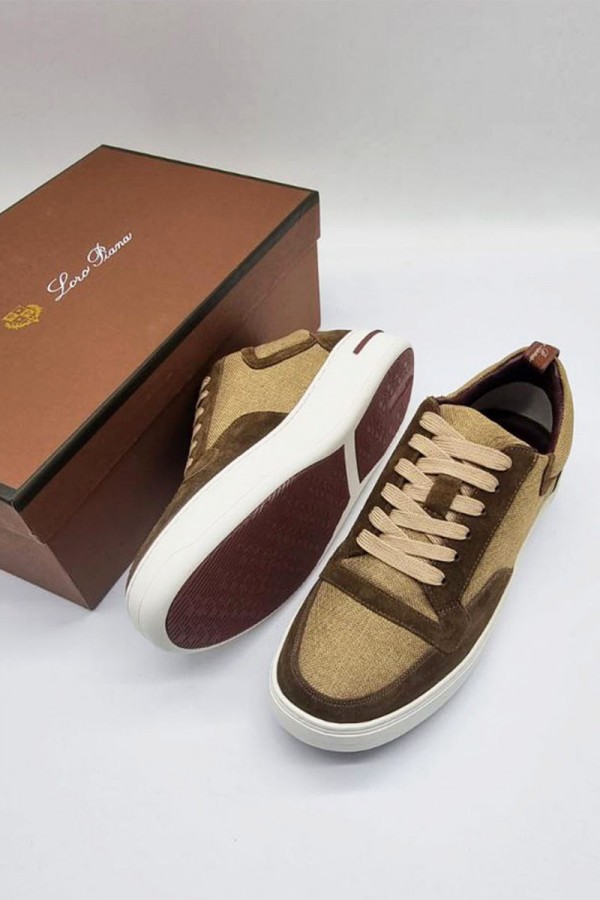 Комбинированные кроссовки Loro Piana Newport - Brown