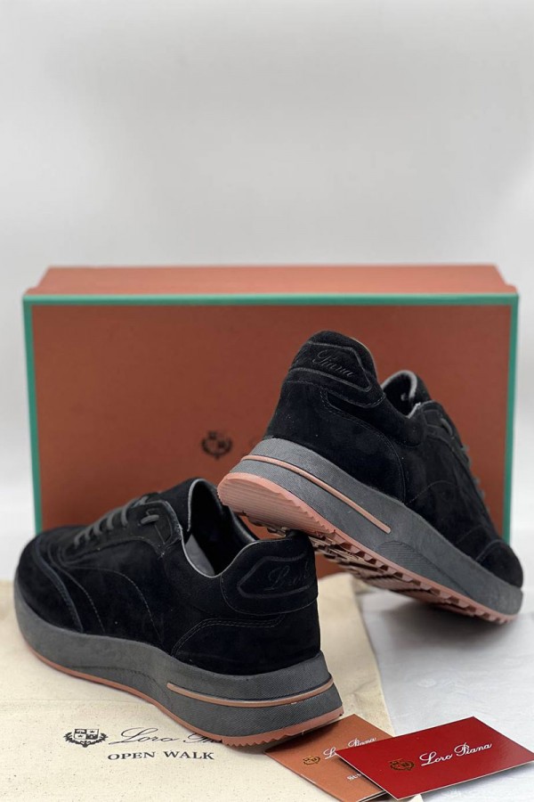 Замшевые кроссовки Loro Piana чёрного цвета