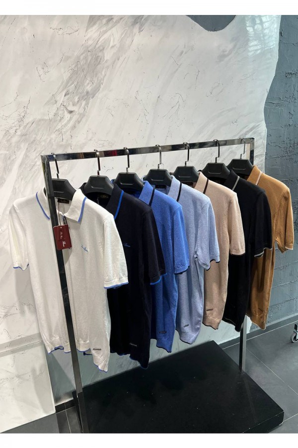 Мужское чёрное поло Loro Piana zip-neck