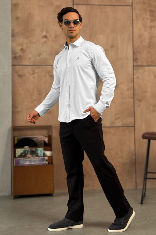 Мужская белая рубашка Loro Piana logo-embroidered