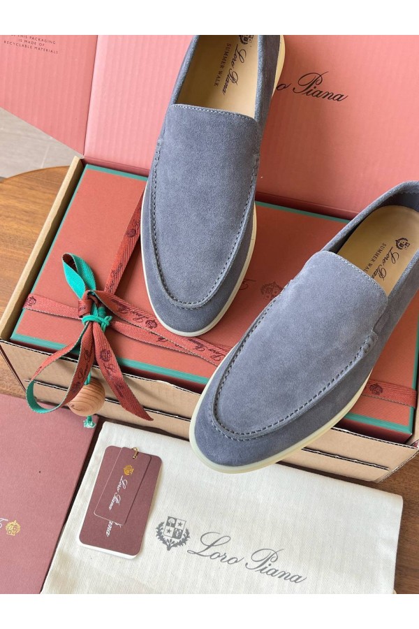 Замшевые лоферы Loro Piana Premium - Grey