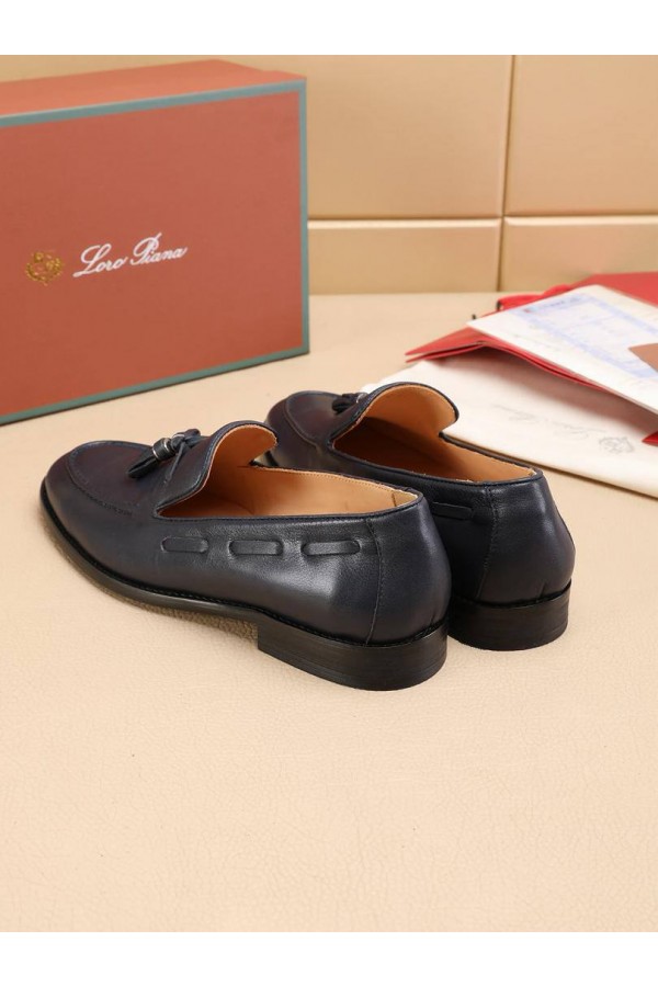 Кожаные лоферы Loro Piana tassel - Navy