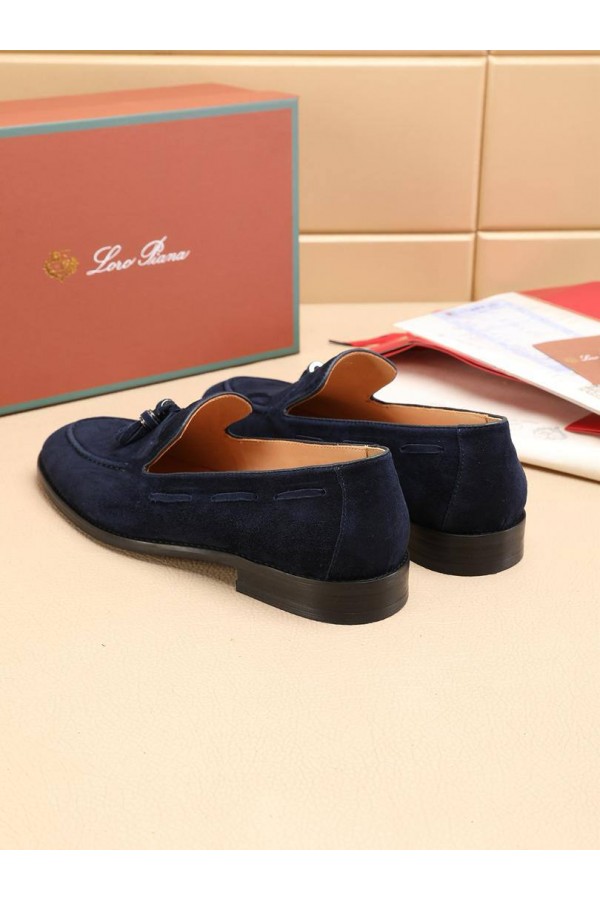 Замшевые лоферы Loro Piana tassel - Navy