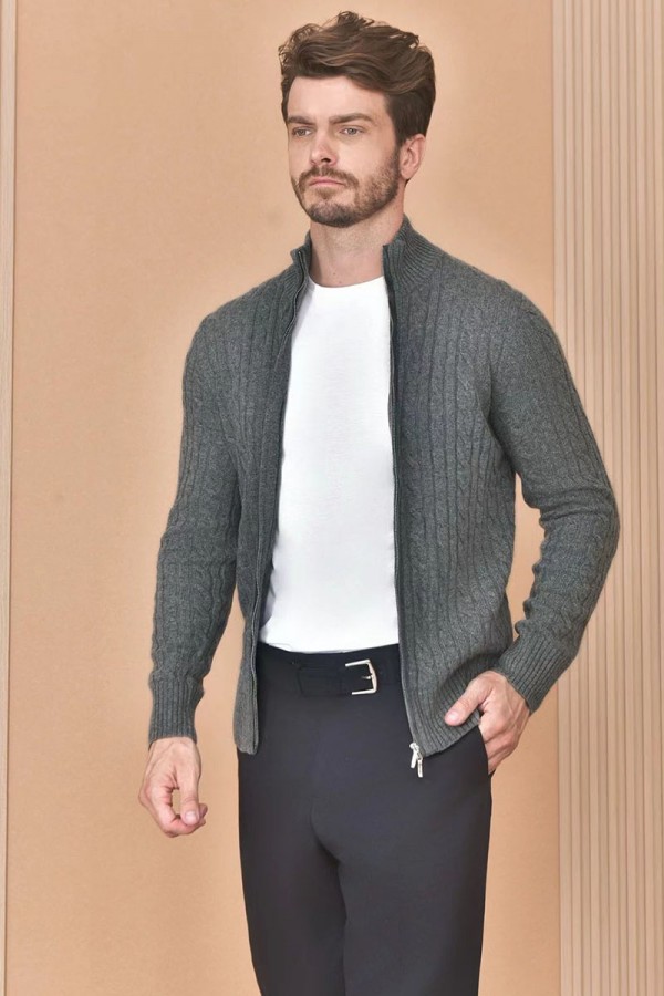 Кашемировый свитер Loro Piana Premium zip-up - Dark Grey