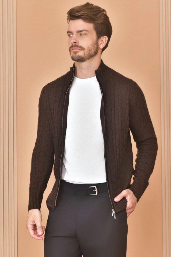 Кашемировый свитер Loro Piana Premium zip-up - Brown