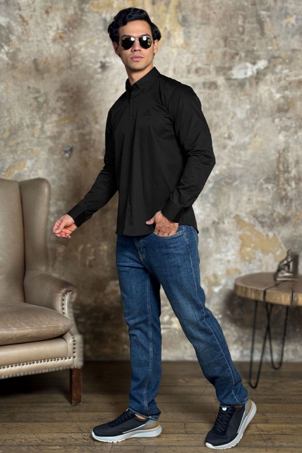 Мужская рубашка Loro Piana logo-embroidered - Black