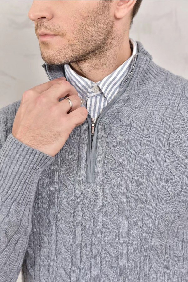Кашемировый свитер Loro Piana Premium zip-neck - Grey