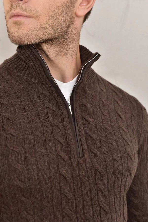 Кашемировый свитер Loro Piana Premium zip-neck - Brown