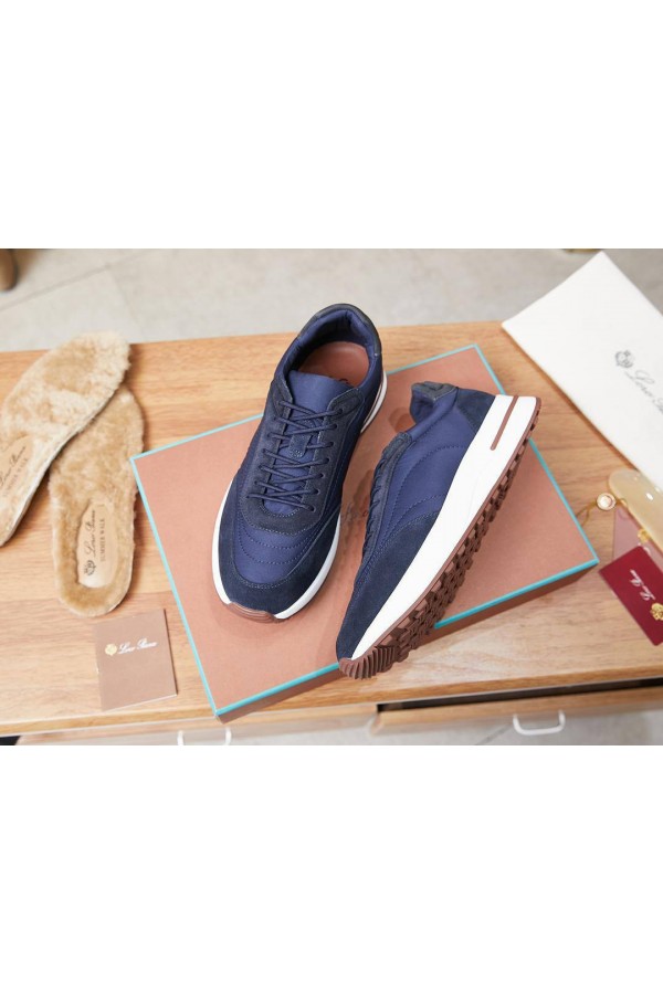 Замшевые кроссовки Loro Piana Week End Walk - Navy