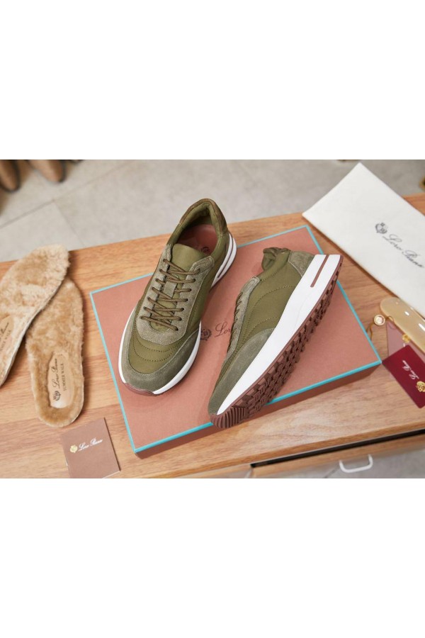 Замшевые кроссовки Loro Piana Week End Walk - Green