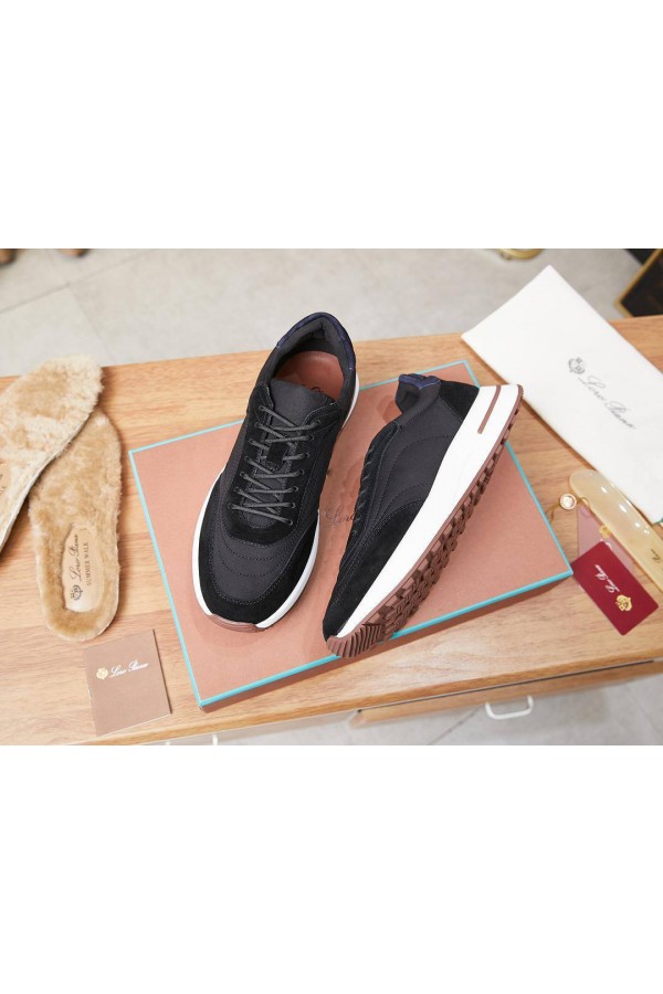 Замшевые кроссовки Loro Piana Week End Walk - Black