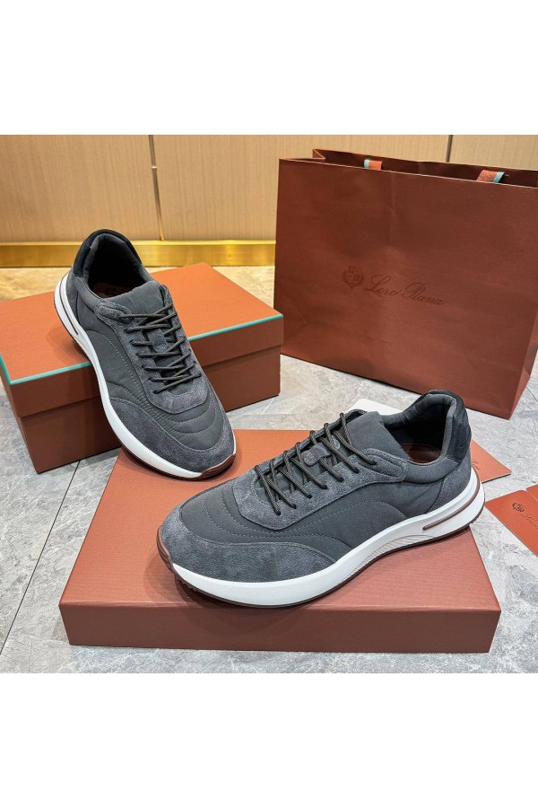 Замшевые кроссовки Loro Piana Week End Walk - Grey