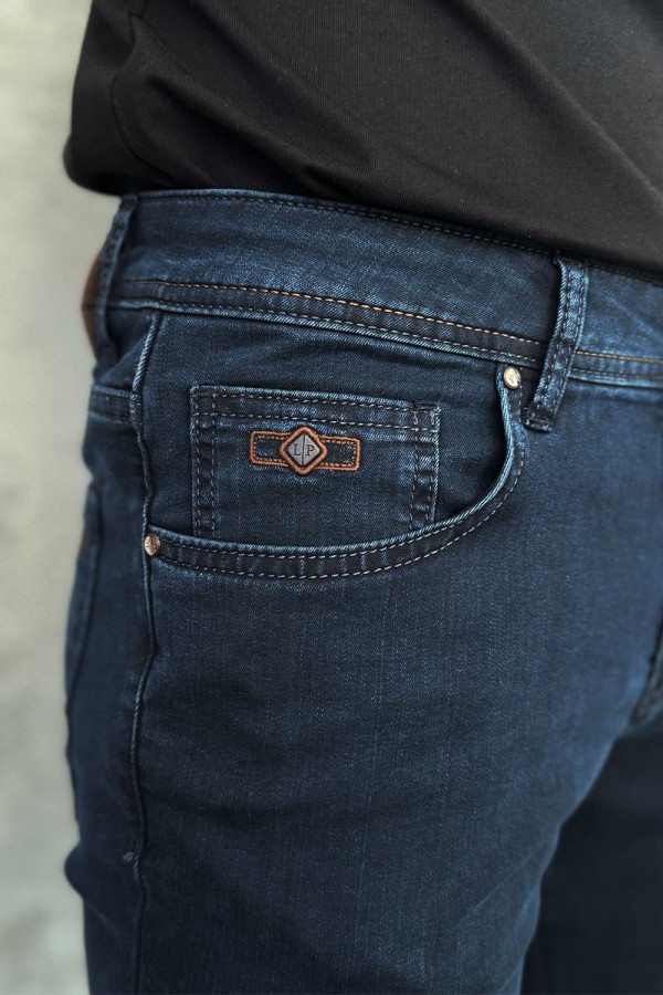 Мужские джинсы тёмно-синего цвета Loro Piana straight fit