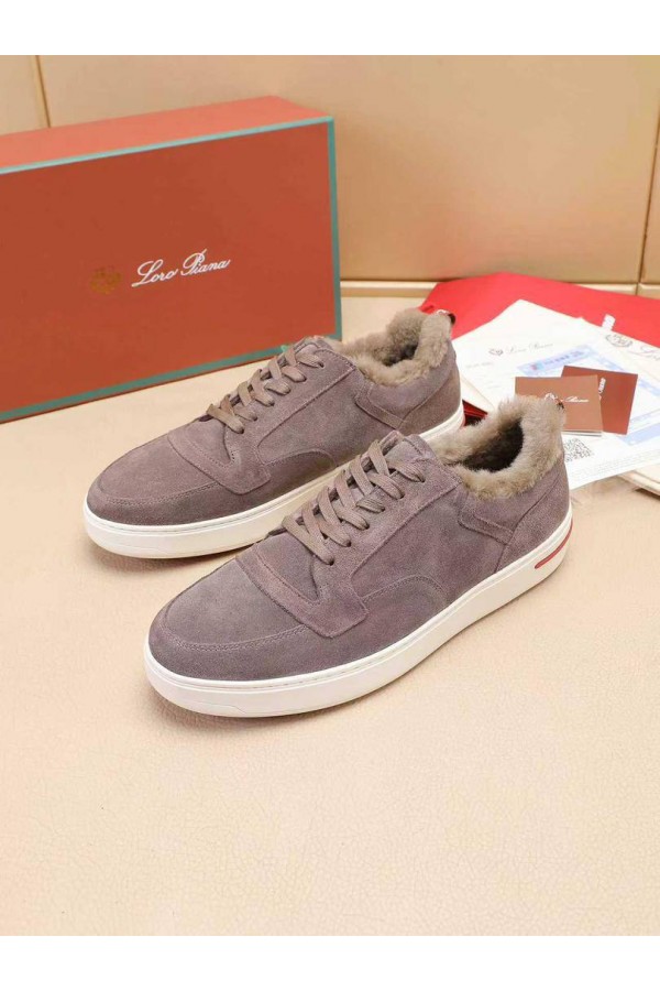 Кроссовки с мехом Loro Piana Newport Walk - Beige