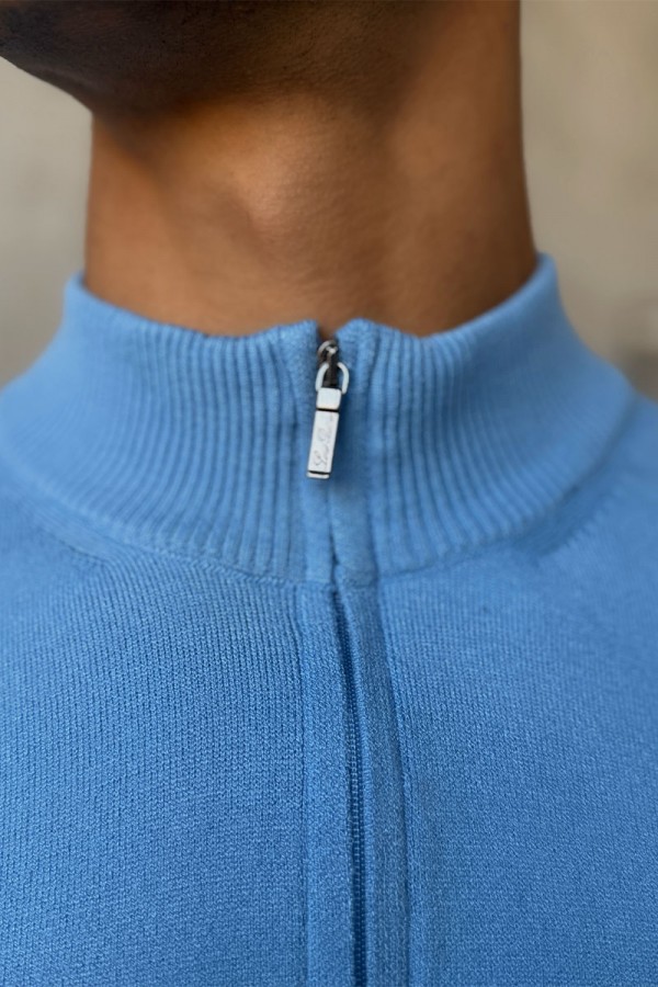 Голубой джемпер Loro Piana Zip Neck