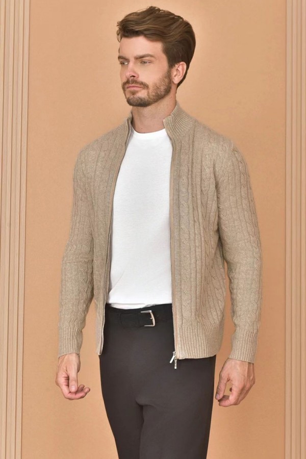 Кашемировый свитер Loro Piana Premium zip-up - Beige
