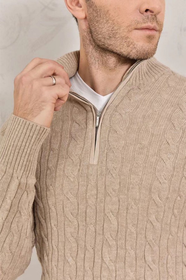 Кашемировый свитер Loro Piana Premium zip-neck - Beige