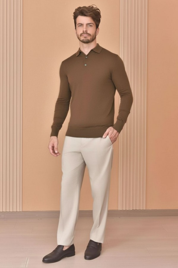 Поло с длинным рукавом Loro Piana Premium - Caramel