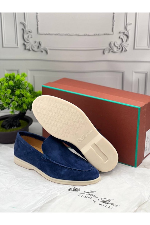 Замшевые лоферы Loro Piana Summer Walk - Navy