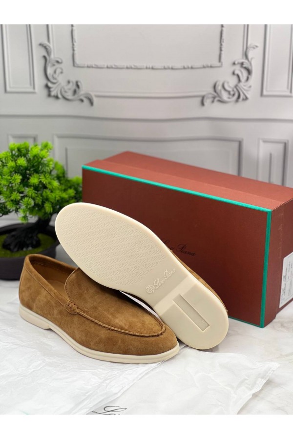 Замшевые лоферы Loro Piana Summer Walk - Beige