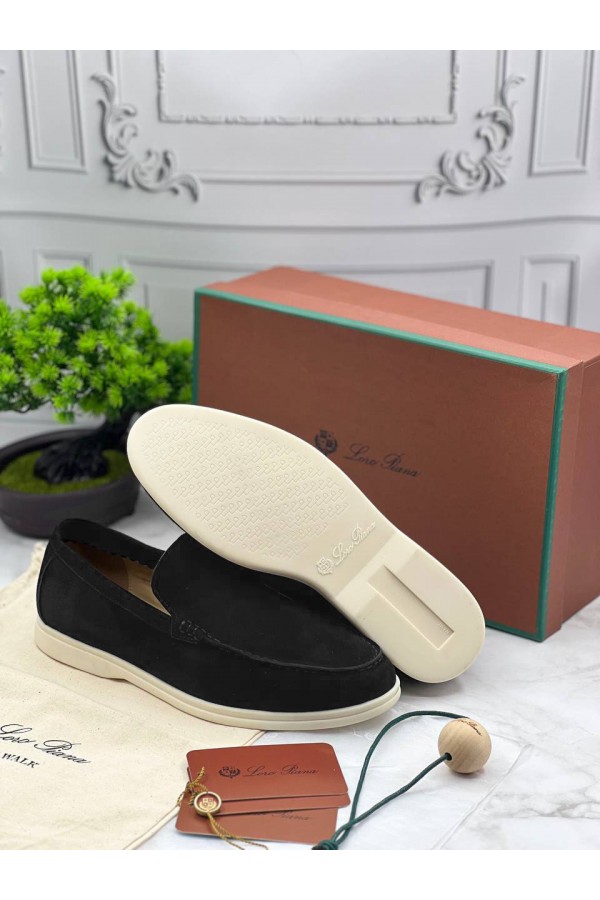 Замшевые лоферы Loro Piana Summer Walk - Black