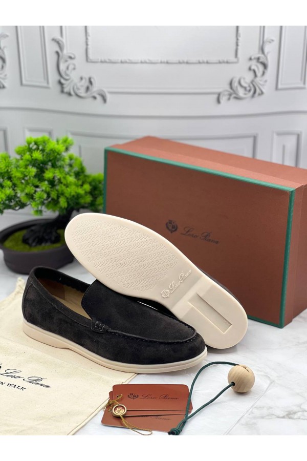 Замшевые лоферы Loro Piana Summer Walk - Dark Grey