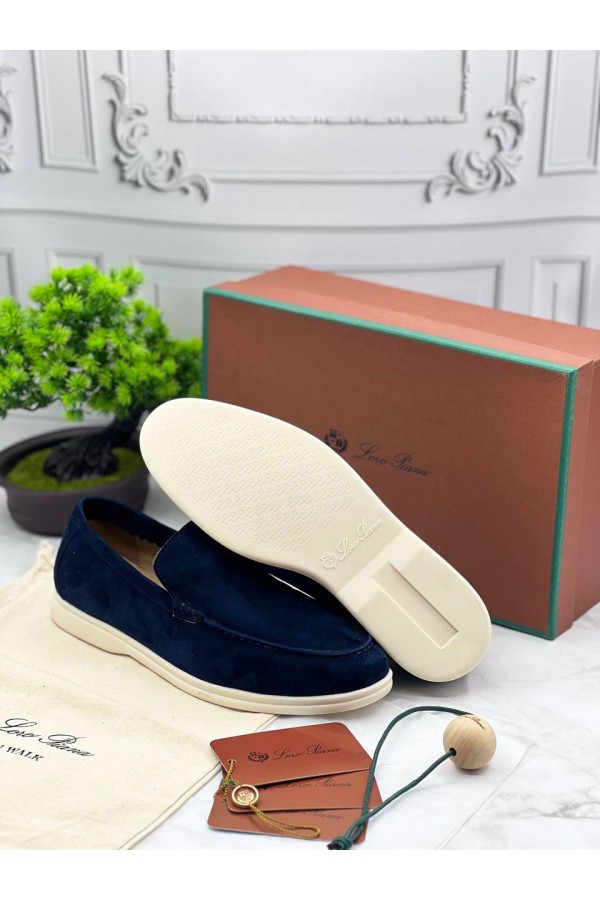 Замшевые лоферы Loro Piana Summer Walk - Blue