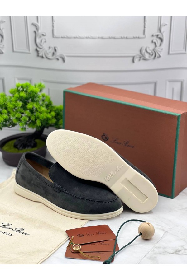 Замшевые лоферы Loro Piana Summer Walk - Grey