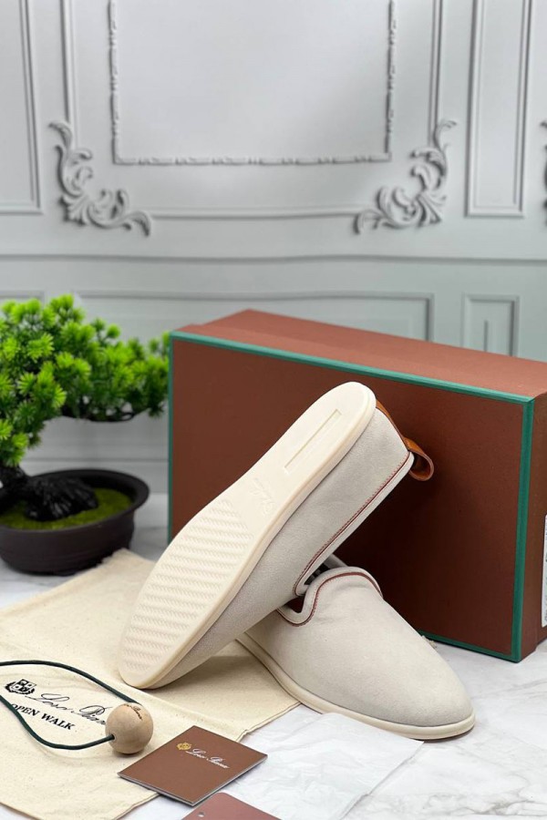 Мужские замшевые лоферы Loro Piana Venice Walk - Beige