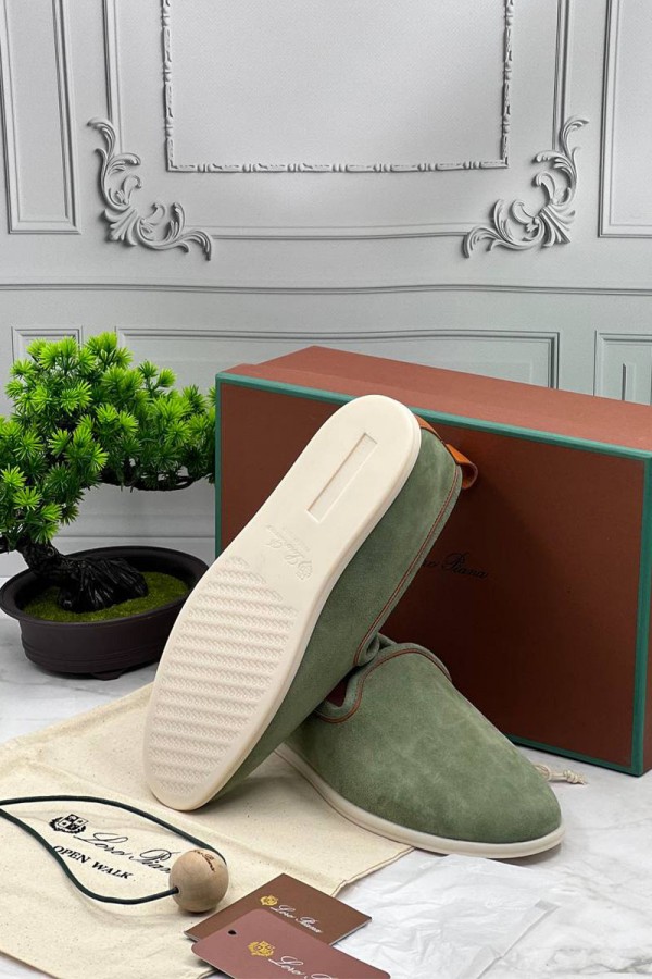 Мужские замшевые лоферы Loro Piana Venice Walk - Green