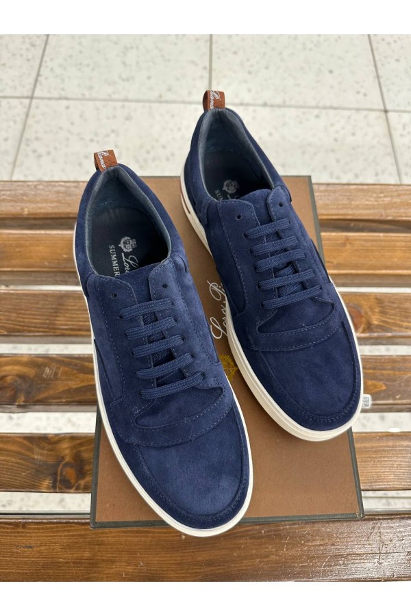 Мужские замшевые кроссовки Loro Piana Newport - Navy