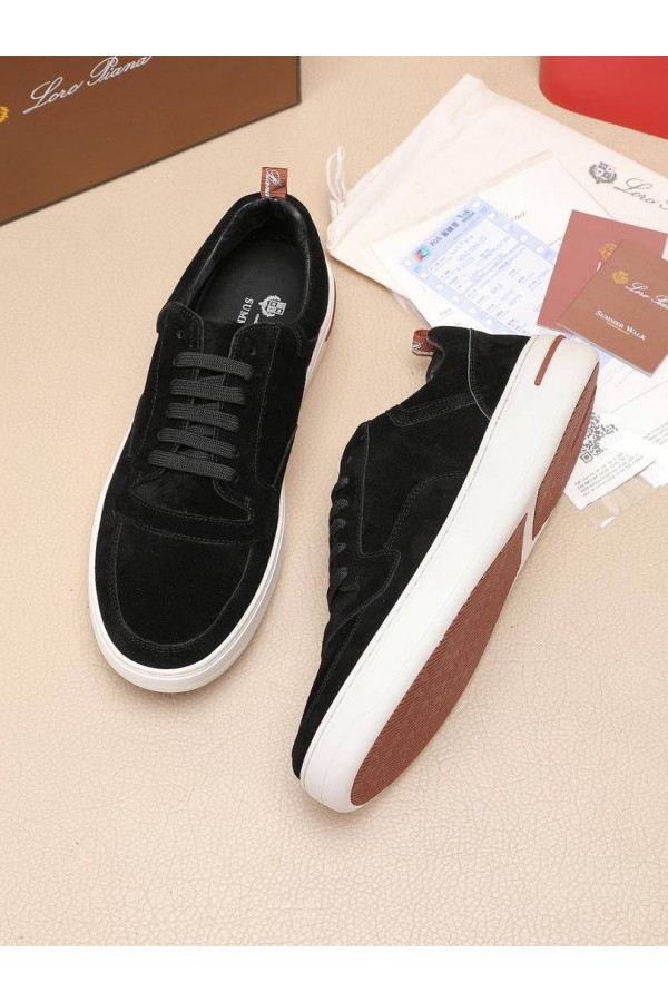 Мужские замшевые кроссовки Loro Piana Newport - Black