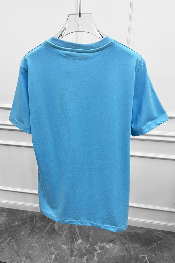 Футболка голубого цвета Loro Piana logo-embroidered