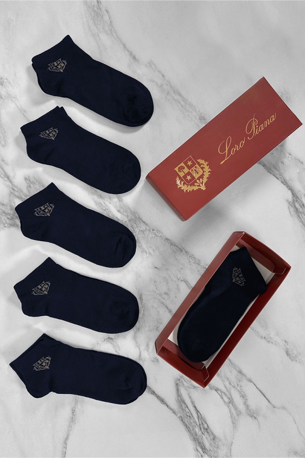 Комплект тёмно-синих носков Loro Piana brown logo