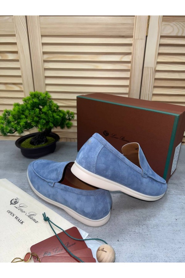 Замшевые лоферы Loro Piana Summer Walk - Blue
