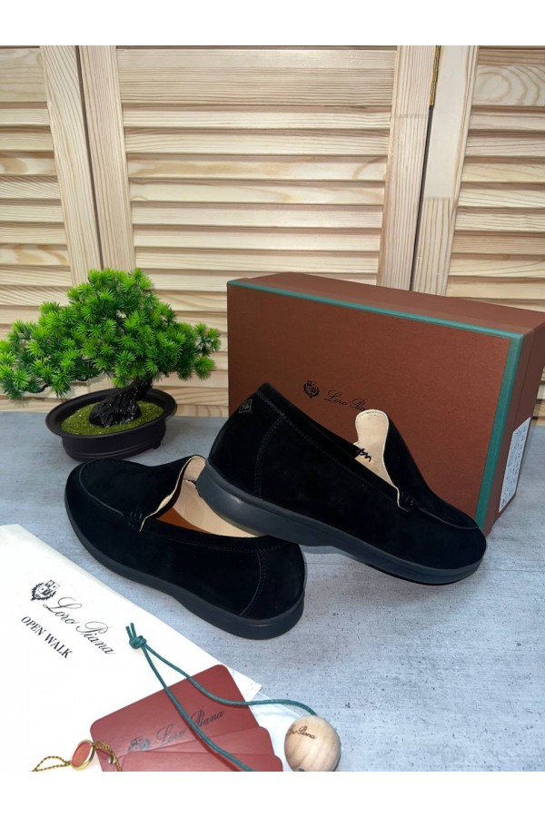 Замшевые лоферы Loro Piana Summer Walk - Black