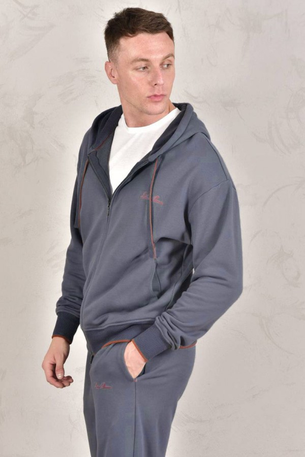 Кофта на молнии Loro Piana Premium signature logo - Denim Blue