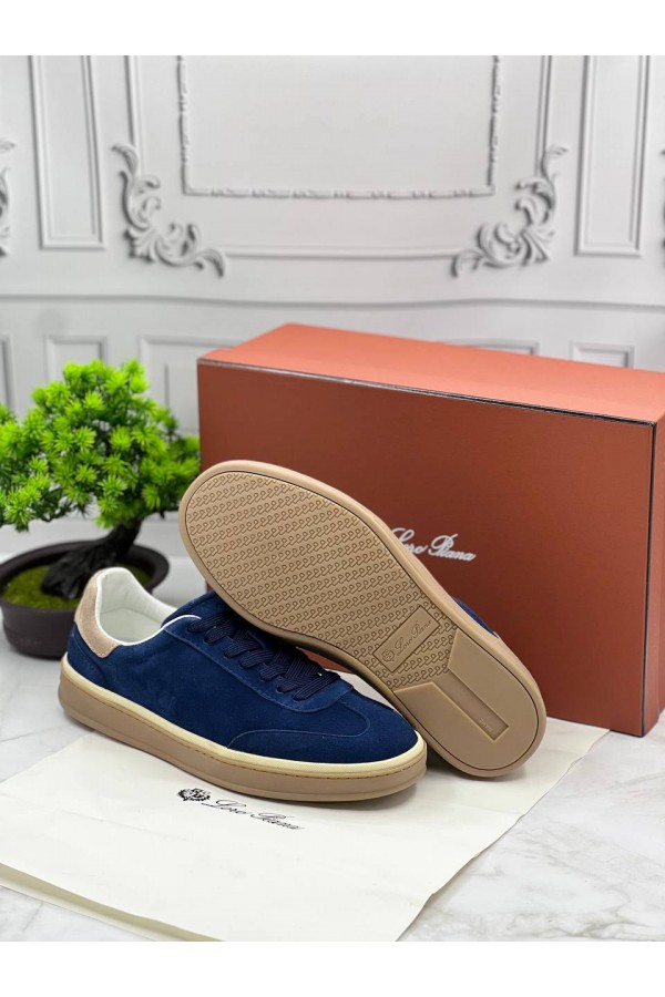 Замшевые кроссовки Loro Piana Tennis Walk - Navy