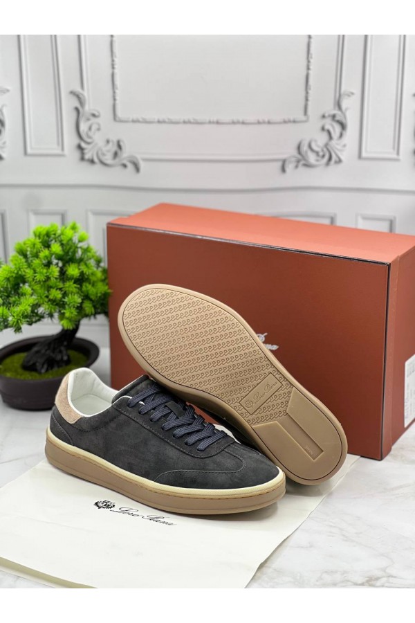 Замшевые кроссовки Loro Piana Tennis Walk - Grey