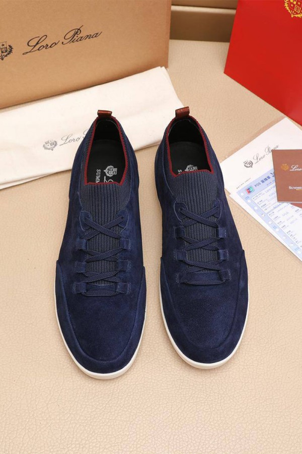 Замшевые кроссовки Loro Piana Soho Walk - Navy