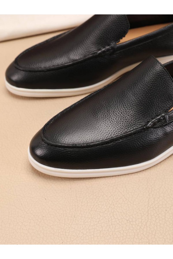 Мужские кожаные лоферы Loro Piana Summer Walk - Black