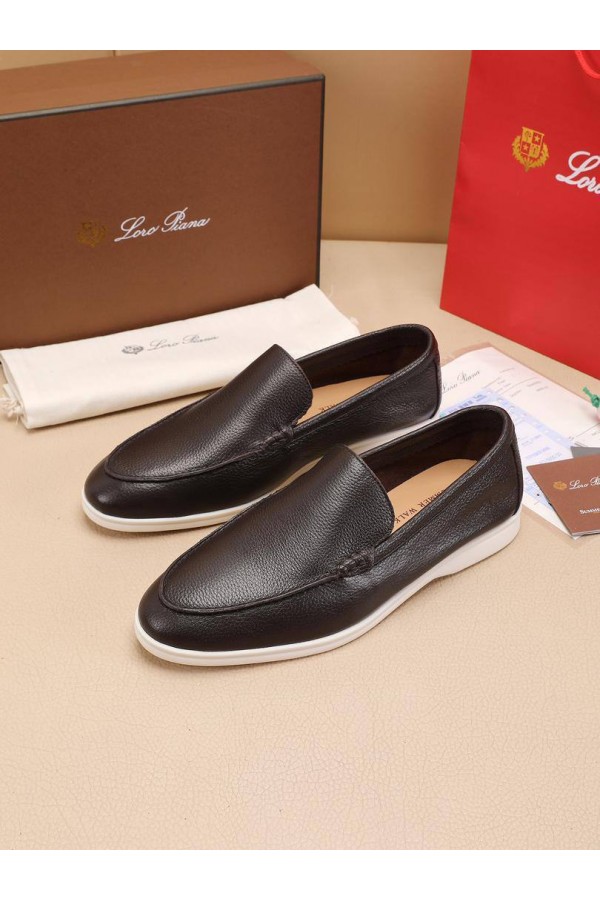 Мужские кожаные лоферы Loro Piana Summer Walk - Brown