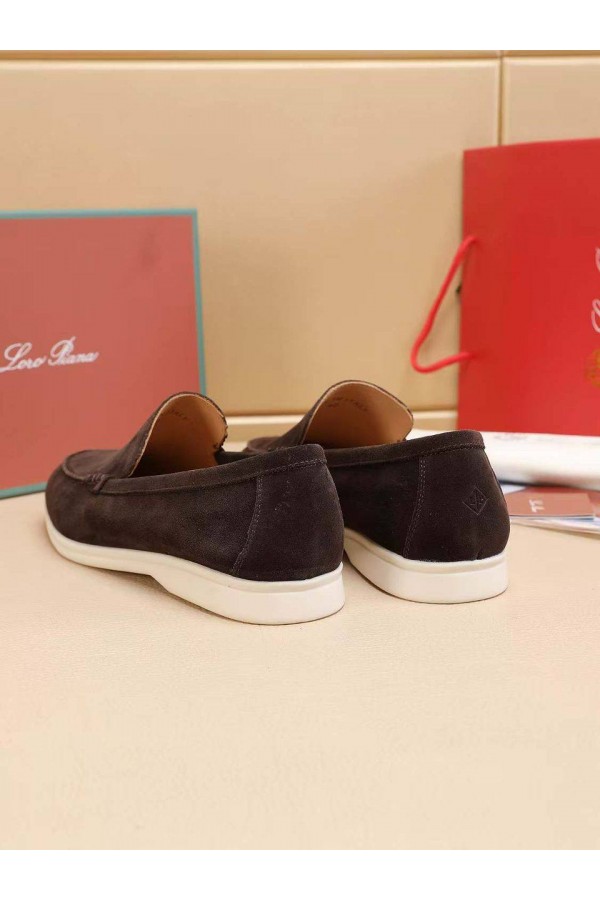 Мужские замшевые лоферы Loro Piana Summer Walk - Brown