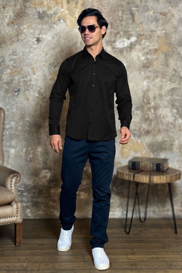 Мужская рубашка Loro Piana чёрного цвета